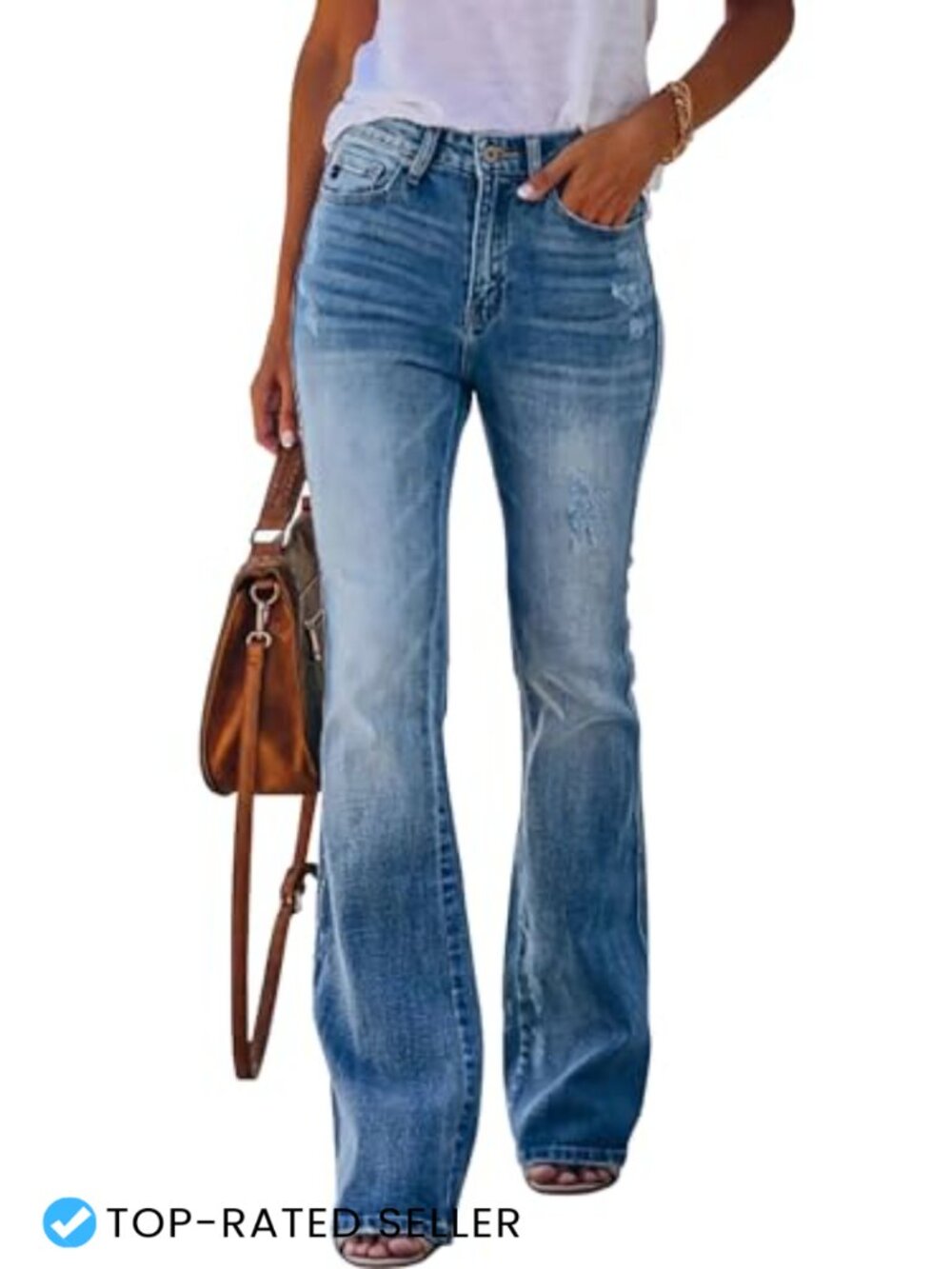 High Waisted Flare Bell Bottom Jeans Wide Leg Bootcut Stretchy Denim Pants